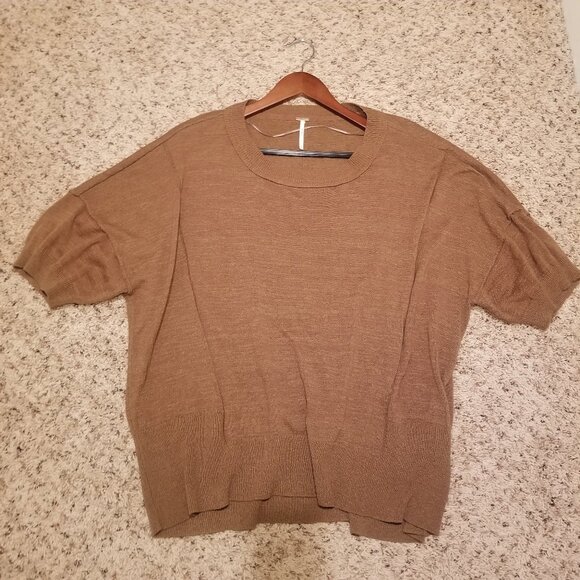 Free People Women's Small Brown Relaxed Fit Tee Sweater - Picture 6 of 6